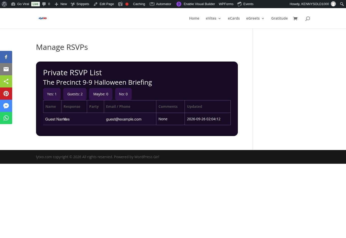 LytXO private RSVP management dashboard